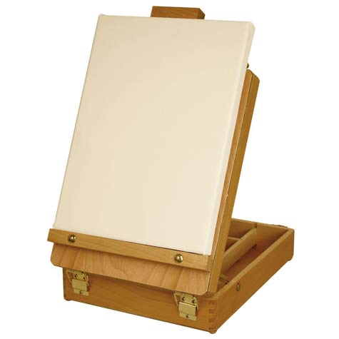 US Art Supply Newport Small Adjustable Wood Table Sketchbox Easel